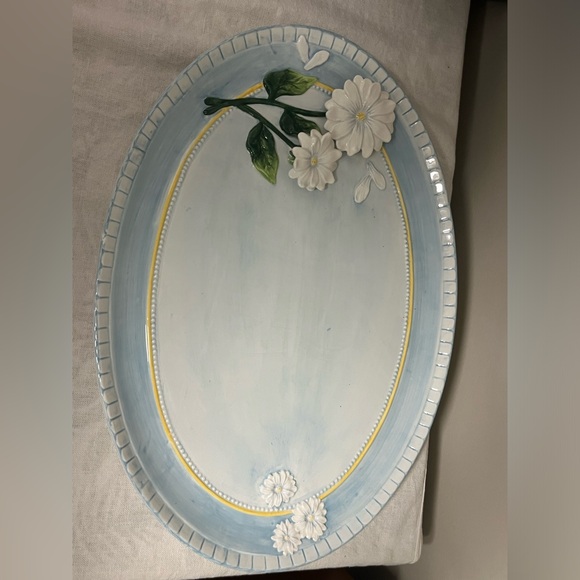 90s Casa Bella for GANZ Daisy Candy Dish, Blue Ceramic Lidded Bowl Set - Picture 4 of 10